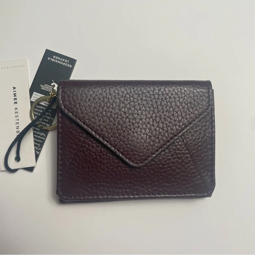 Aimee Kestenberg Zip It Up Trifold Leather Wallet in True Plum - Picture 2 of 13